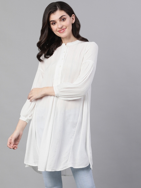 

Ishin Women White Solid Shirt Style Top