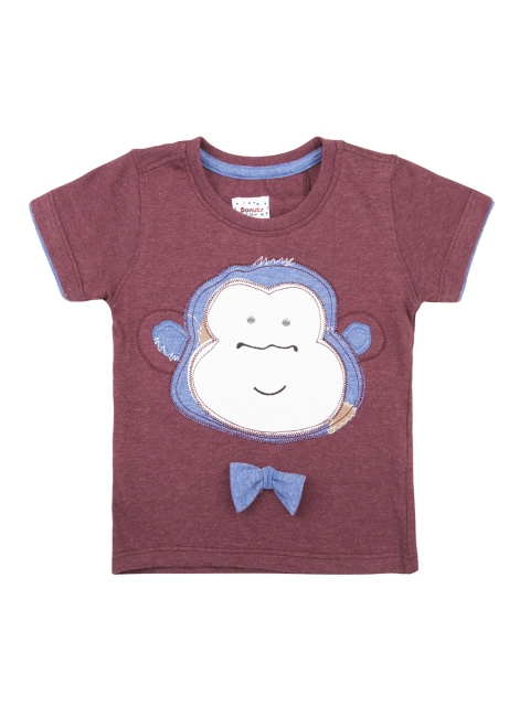 

Donuts Boys Burgundy Appliqued Round Neck T-shirt