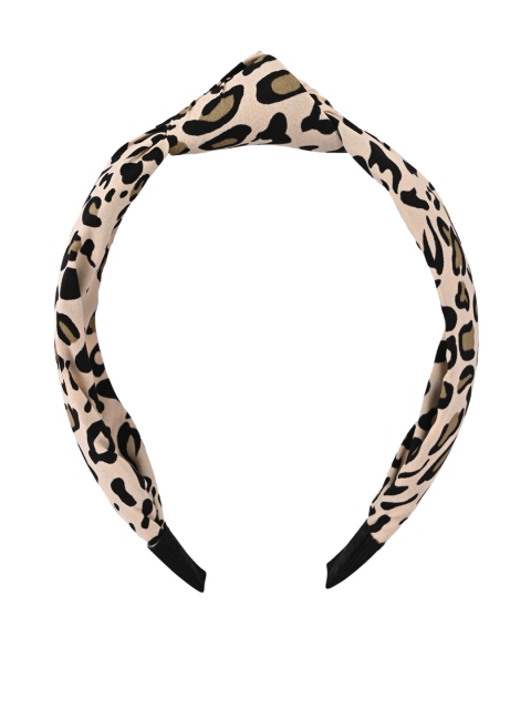 

BuckleUp Women Beige & Black Animal Print Knot Detailed Hairband