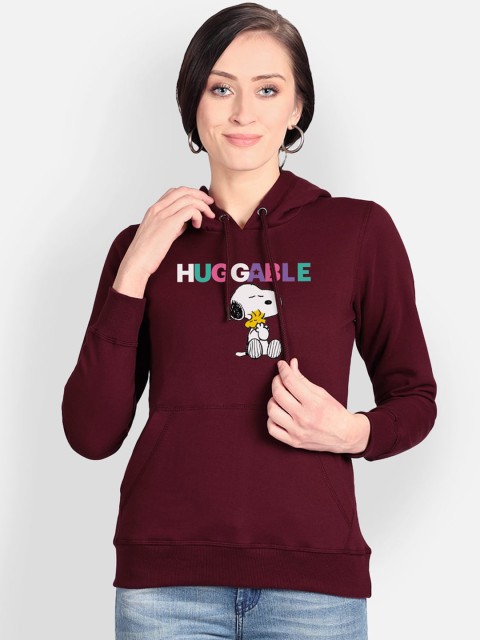 

Free Authority Women Maroon & White Printed Hooded Sweatshirt
