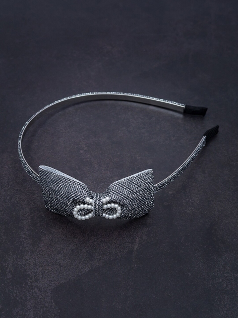 

Golden Peacock Women Grey Sparkly Glitter Bow Shaped Hairband