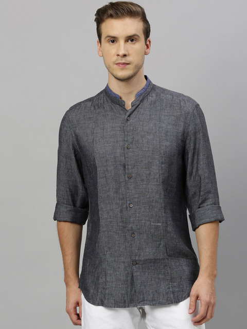 

RARE RABBIT Men Grey Tailored Fit Solid Casual Shirt
