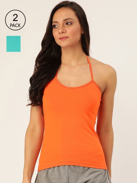 

Lady Lyka Women Pack Of 2 Solid Camisoles, Orange
