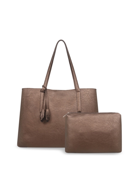 

Toteteca Bronze-Toned Solid Shoulder Bag With Pouch