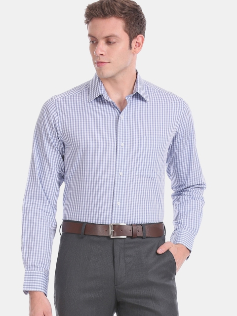 

Arrow Men Blue & White Regular Fit Checked Formal Shirt