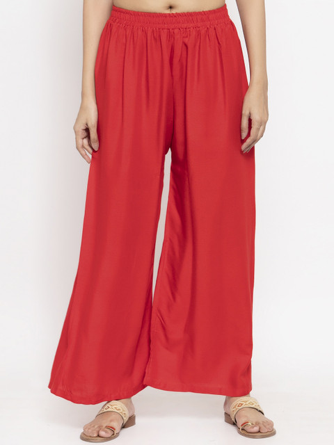 

NEUDIS Women Red Solid Flared Palazzos