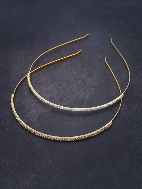 

Golden Peacock Women Set of 2 Gold-Plated Diamond Studded Hair Band