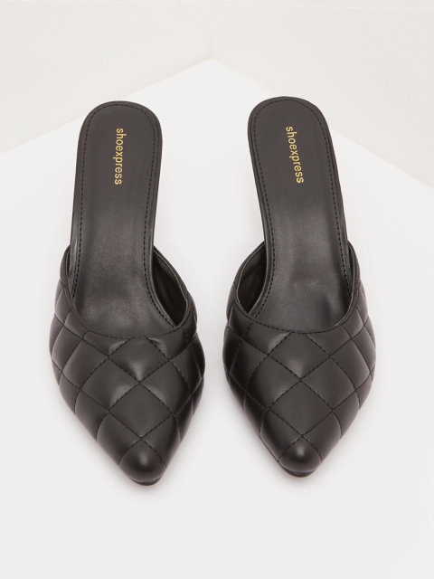 

shoexpress Women Black Textured Mules