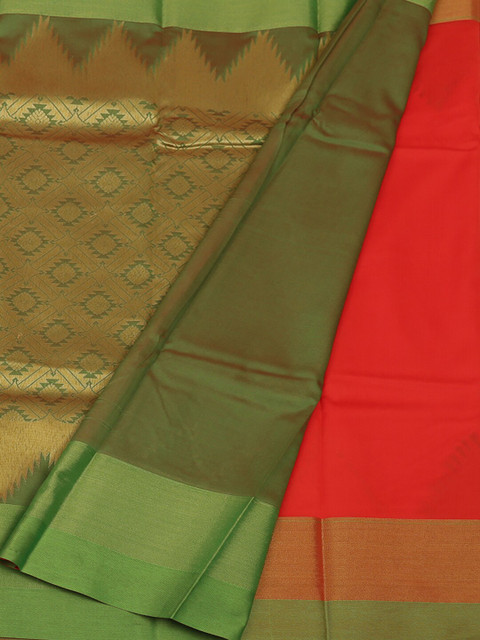 

Pothys Orange & Green Art Silk Printed Saree