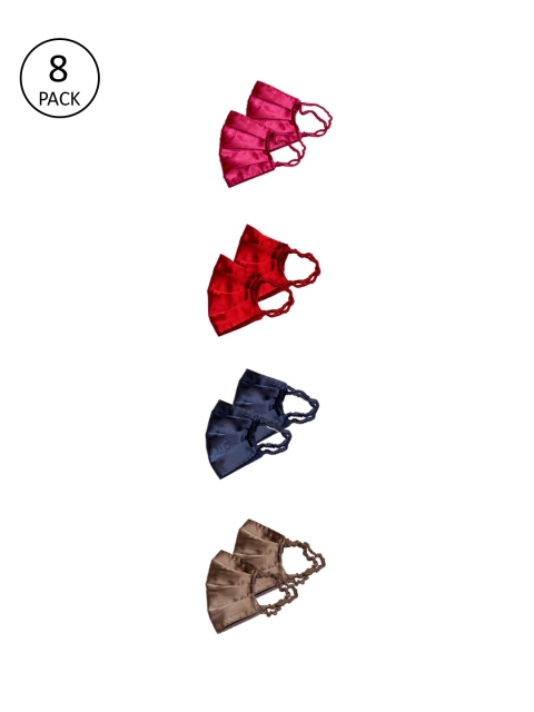

Bellofox Women Pack of 8 Solid 3-Ply Anti-Pollution Reusable Cloth Masks, Pink