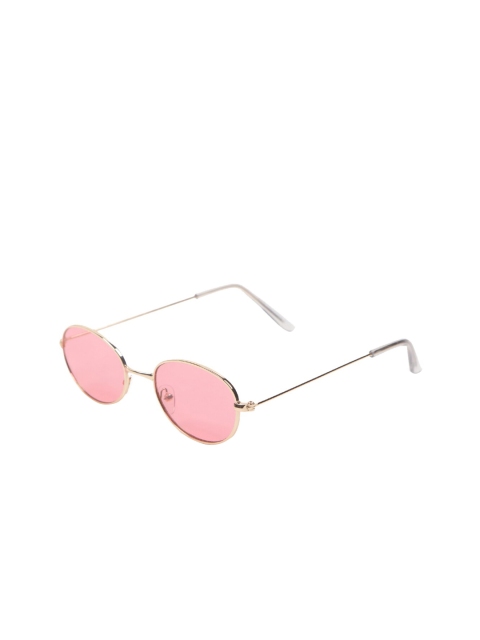 

FOREVER 21 Women Pink Lens & Gold-Toned Oval Sunglasses 38094403