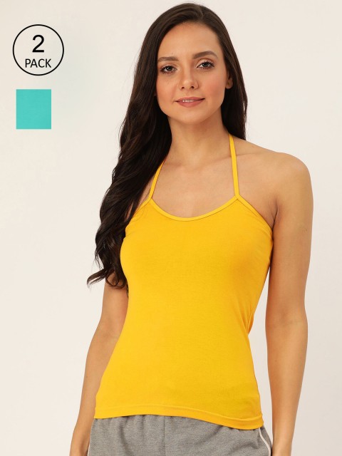 

Lady Lyka Women Pack of 2 Solid Camisoles, Mustard