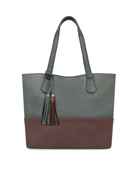 

Toteteca Green & Brown Colourblocked Shoulder Bag