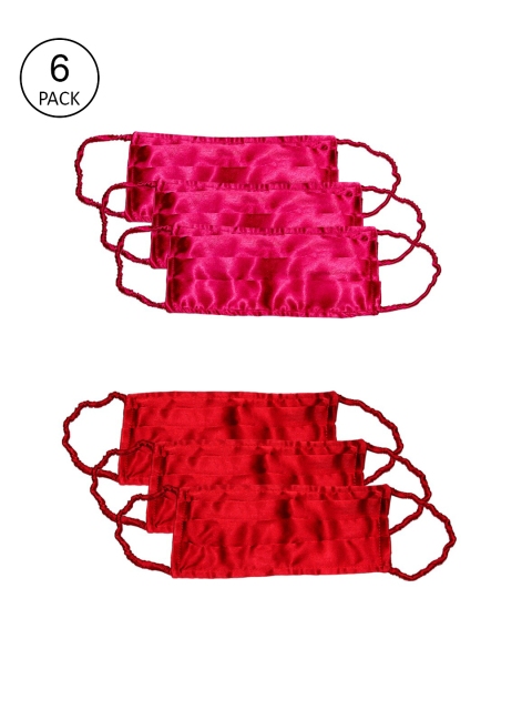 Bellofox Women 6 Pcs 3-Ply Reusable Outdoor Satin Masks, Pink