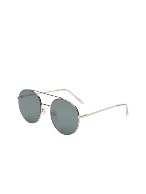 

FOREVER 21 Women Green Lens & Silver-Toned Round Sunglasses 39671002, Olive