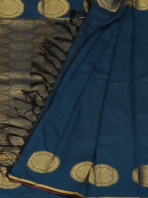 

Pothys Navy Blue & Gold-Toned Art Silk Woven Design Saree