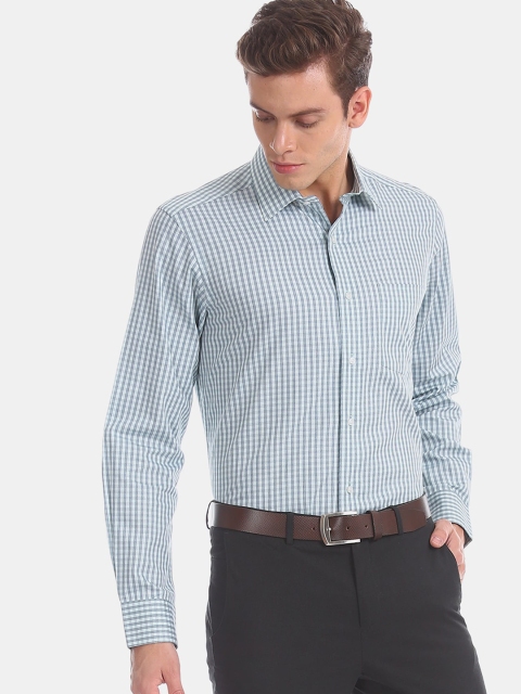 

Arrow Men Green & Grey Regular Fit Checked Formal Shirt