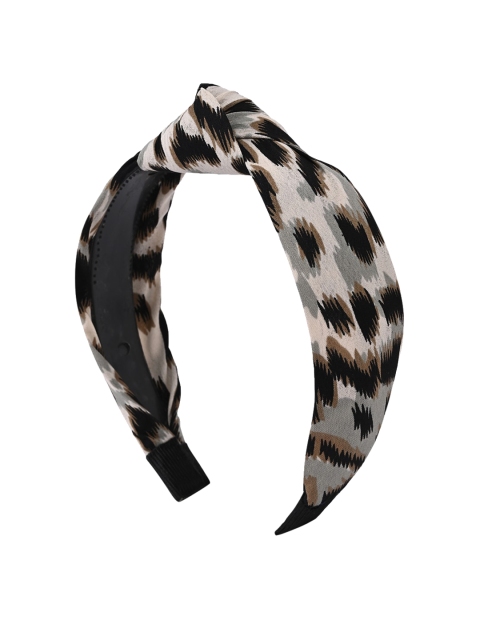 

BuckleUp Women White & Black Animal Print Knot Detailed Hairband
