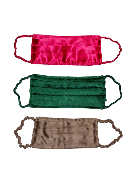

Bellofox Women Pack of 3 Solid 3-Ply Anti-Pollution Reusable Cloth Masks, Pink