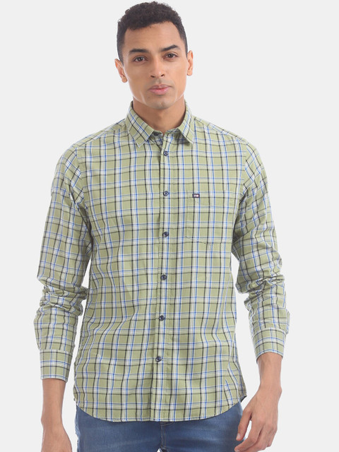 

Arrow Men Green Regular Fit Checked Casual Shirt