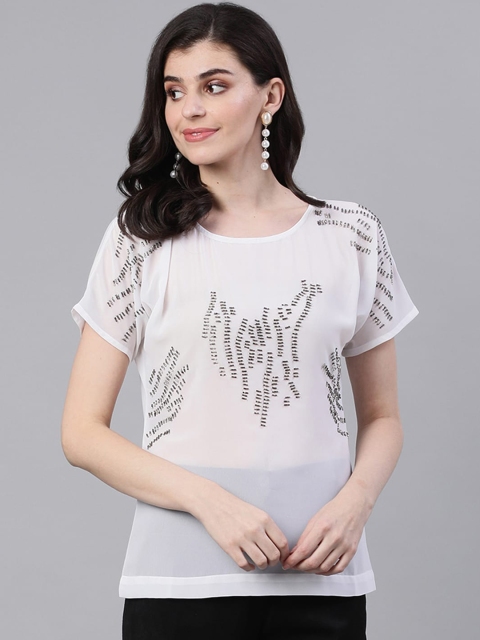 

Ishin Women White Printed Top