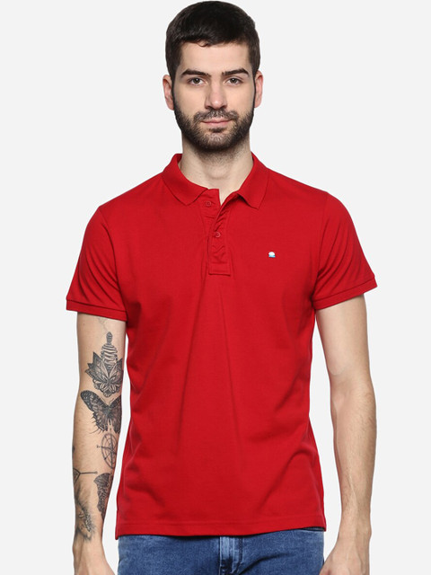 

Red Chief Men Red Solid Polo Collar T-shirt