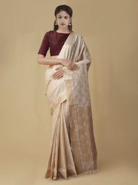 

Unnati Silks Beige Pure Cotton Woven Design Mysore Silk Saree