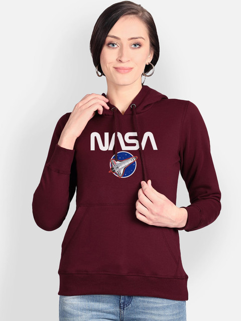 

Free Authority Women Maroon & White Printed Hooded Sweatshirt