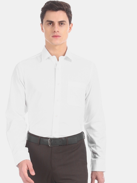 

Arrow Men White Regular Fit Self Design Formal Shirt