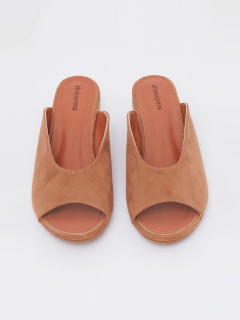 

shoexpress Women Tan Brown Solid Peep Toes