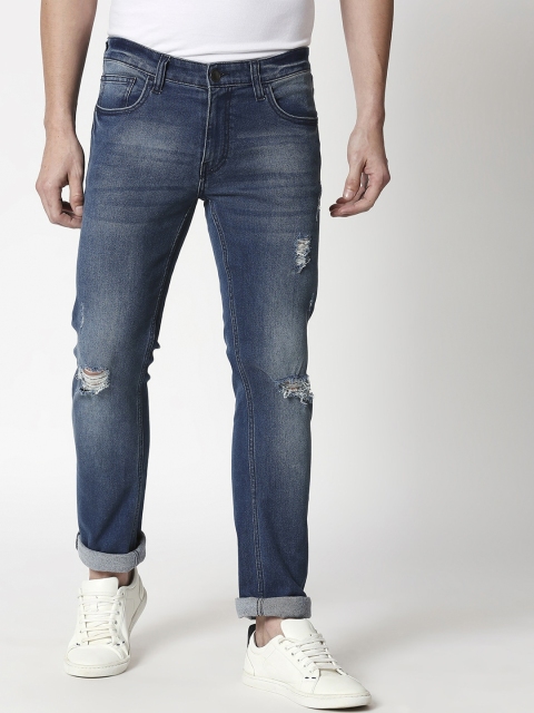 

Bewakoof Men Blue Regular Fit Mid-Rise Mildly Distressed Jeans