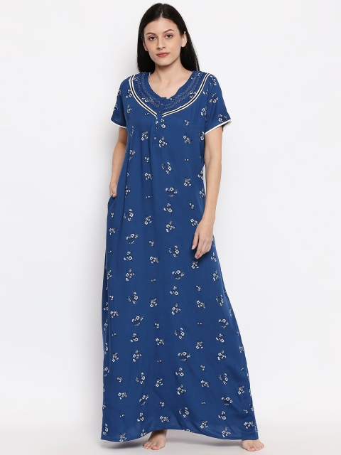 

XIN Women Blue Printed Nightdress