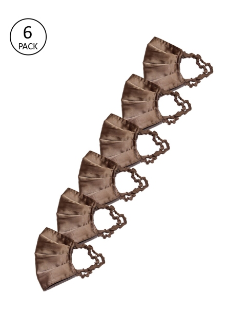 

Bellofox Women 6 Pcs Brown Solid 3-Ply Reusable Outdoor Satin Masks