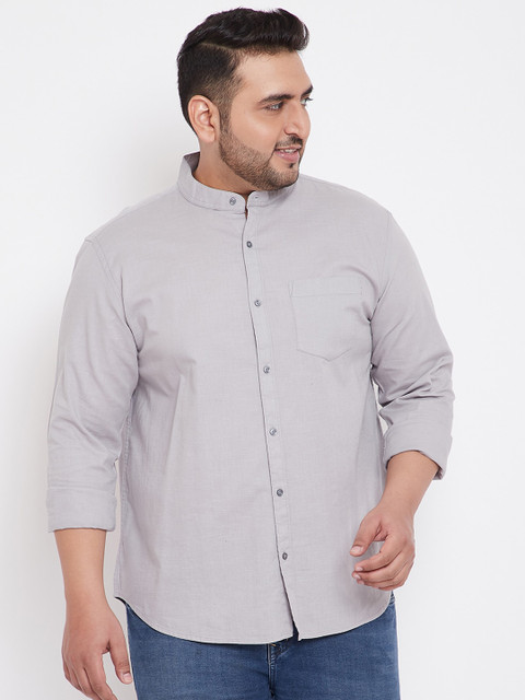 

Instafab Plus Men Grey Regular Fit Solid Casual Shirt