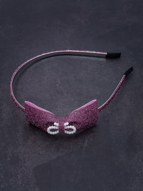 

Golden Peacock Women Magenta Pink Embellished Hairband