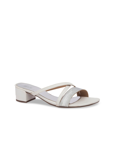 

Inc 5 Women White Striped Block Heels