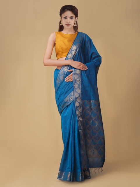 

Unnati Silks Blue Woven Design Mysore Silk Saree