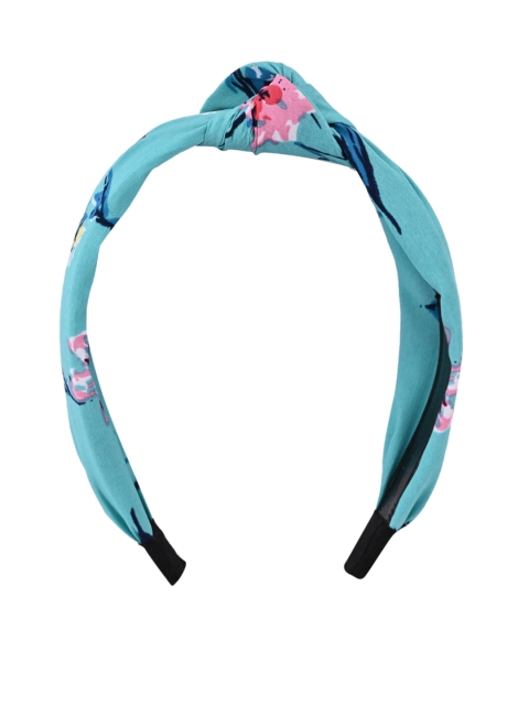 BuckleUp Women Blue Printed Knot Detailed Hairband