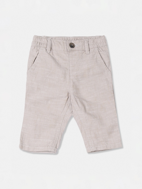 

The Childrens Place Boys Beige Regular Fit Self Design Regular Trousers