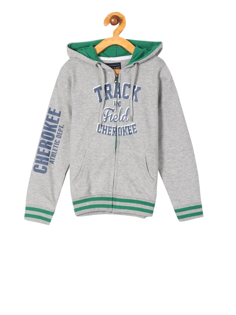 

Cherokee Boys Grey & Blue Printed Hooded Sweatshirt