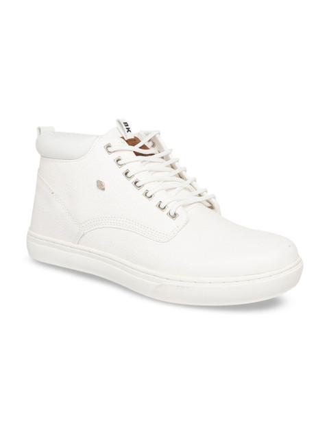 

BRITISH KNIGHTS Men White Solid Synthetic Leather Mid-Top Sneakers