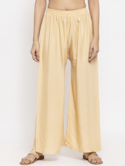 

NEUDIS Women Beige Solid Wide Leg Palazzos