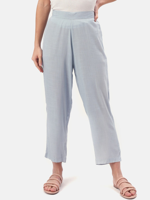 

Saaki Women Blue Regular Fit Solid Regular Trousers