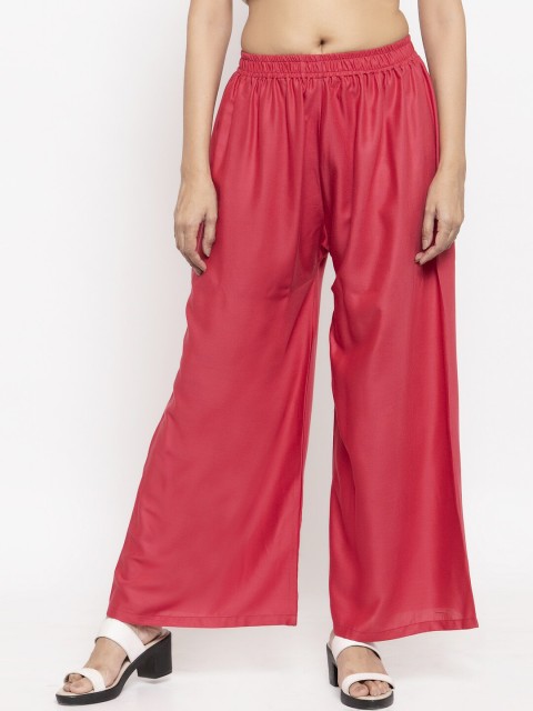 

NEUDIS Women Pink Solid Wide Leg Palazzos