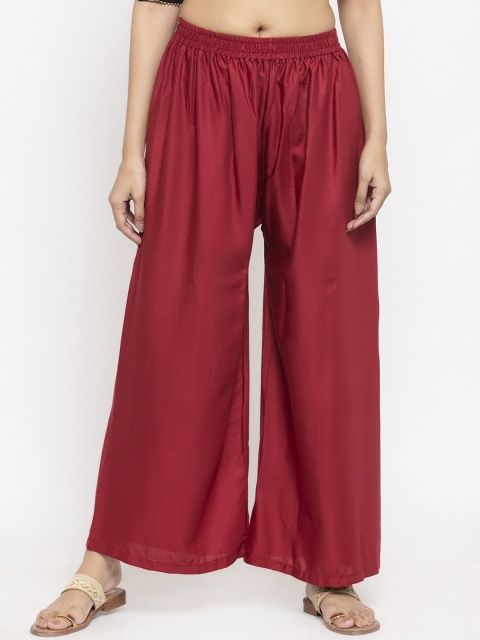 

NEUDIS Women Maroon Solid Wide Leg Palazzos