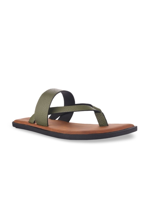 

SKO Men Rust & Olive Solid Leather Sandals