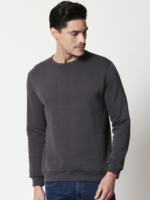 

Bewakoof Men Grey Solid Fleece Sweater