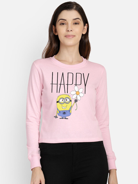 

Free Authority Women Pink Minions Printed Sweatshirt