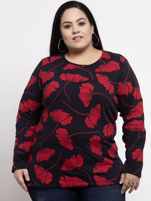 

plusS Women Black Printed Top