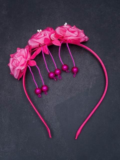 

Golden Peacock Women Pink Floral Embellished Hairband